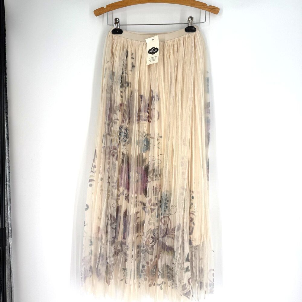 Origami Midi Skirt Tulle Boho Paisley Floral Lace Flowy Hippie Western Size L